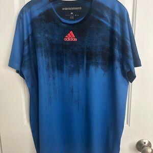 Adidas Blue Short Sleeve Tee with Red Logo